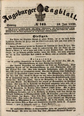 Augsburger Tagblatt Sonntag 16. Juni 1839