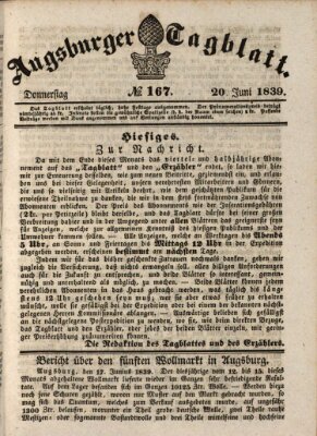 Augsburger Tagblatt Donnerstag 20. Juni 1839