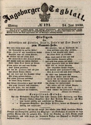 Augsburger Tagblatt Montag 24. Juni 1839