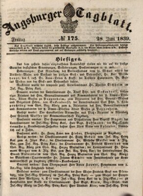 Augsburger Tagblatt Freitag 28. Juni 1839