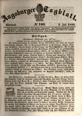 Augsburger Tagblatt Mittwoch 3. Juli 1839