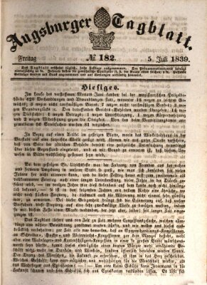 Augsburger Tagblatt Freitag 5. Juli 1839