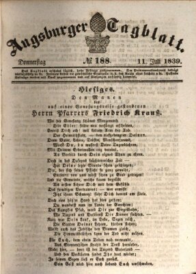 Augsburger Tagblatt Donnerstag 11. Juli 1839