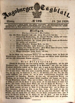 Augsburger Tagblatt Montag 15. Juli 1839