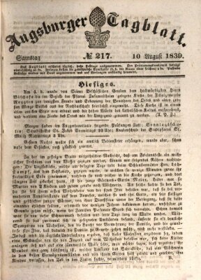 Augsburger Tagblatt Samstag 10. August 1839