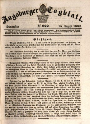 Augsburger Tagblatt Donnerstag 15. August 1839