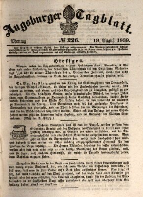 Augsburger Tagblatt Montag 19. August 1839