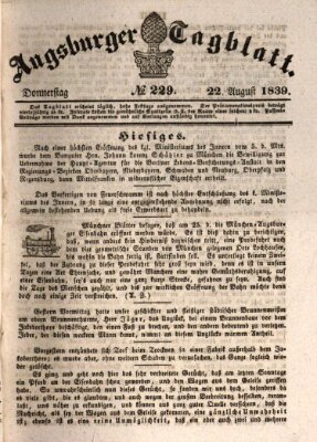 Augsburger Tagblatt Donnerstag 22. August 1839