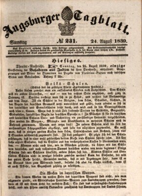 Augsburger Tagblatt Samstag 24. August 1839