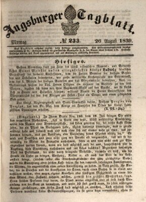 Augsburger Tagblatt Montag 26. August 1839