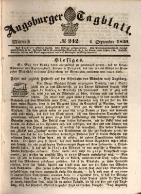 Augsburger Tagblatt Mittwoch 4. September 1839