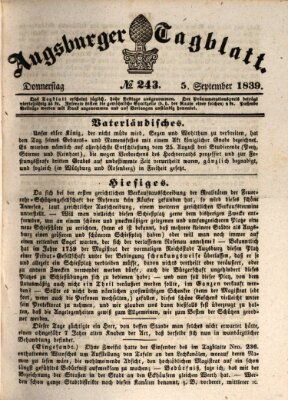 Augsburger Tagblatt Donnerstag 5. September 1839