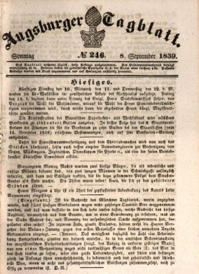 Augsburger Tagblatt Sonntag 8. September 1839