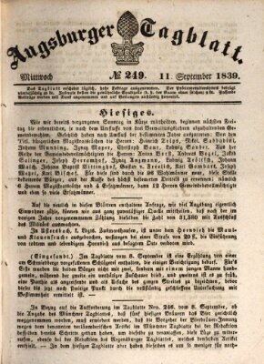 Augsburger Tagblatt Mittwoch 11. September 1839