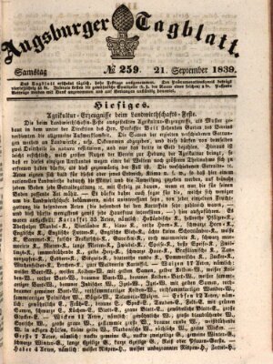 Augsburger Tagblatt Samstag 21. September 1839