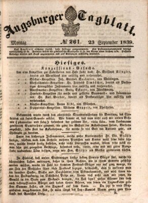 Augsburger Tagblatt Montag 23. September 1839