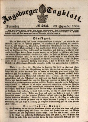 Augsburger Tagblatt Donnerstag 26. September 1839