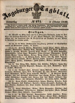 Augsburger Tagblatt Donnerstag 3. Oktober 1839