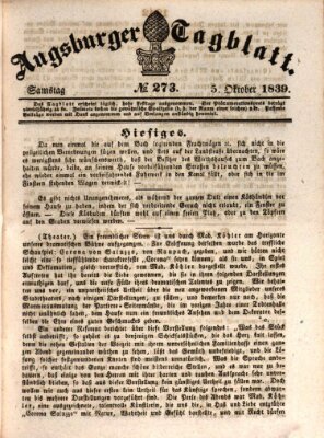 Augsburger Tagblatt Samstag 5. Oktober 1839