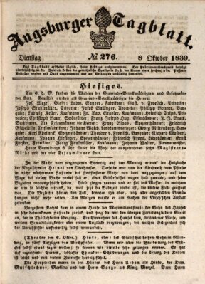 Augsburger Tagblatt Dienstag 8. Oktober 1839