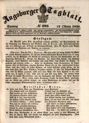 Augsburger Tagblatt Samstag 12. Oktober 1839