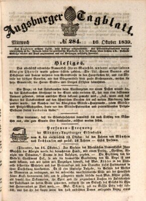 Augsburger Tagblatt Mittwoch 16. Oktober 1839