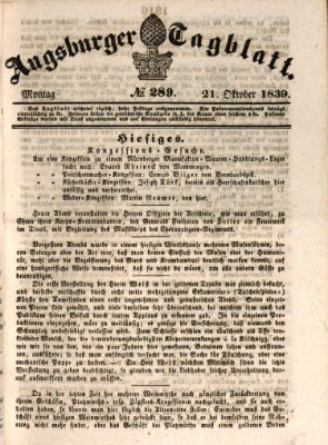 Augsburger Tagblatt Montag 21. Oktober 1839