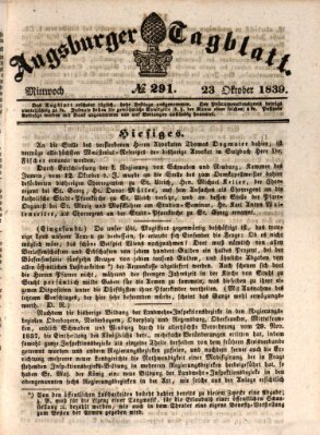 Augsburger Tagblatt Mittwoch 23. Oktober 1839