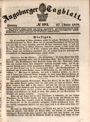 Augsburger Tagblatt Sonntag 27. Oktober 1839