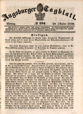 Augsburger Tagblatt Montag 28. Oktober 1839