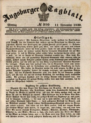 Augsburger Tagblatt Montag 11. November 1839