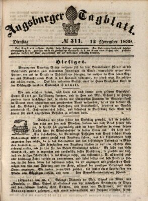 Augsburger Tagblatt Dienstag 12. November 1839