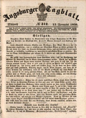 Augsburger Tagblatt Mittwoch 13. November 1839