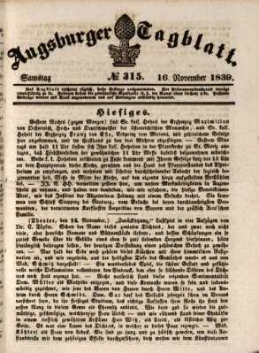 Augsburger Tagblatt Samstag 16. November 1839