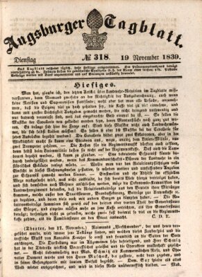 Augsburger Tagblatt Dienstag 19. November 1839