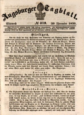 Augsburger Tagblatt Mittwoch 20. November 1839