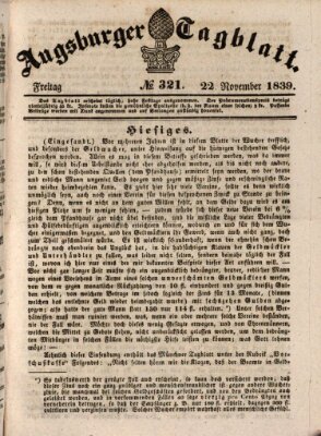 Augsburger Tagblatt Freitag 22. November 1839