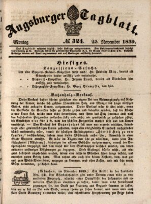 Augsburger Tagblatt Montag 25. November 1839