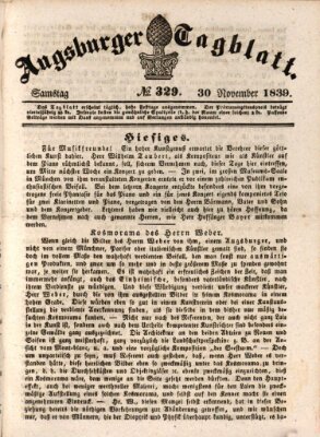 Augsburger Tagblatt Samstag 30. November 1839