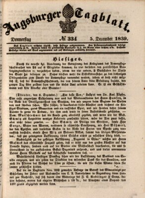 Augsburger Tagblatt Donnerstag 5. Dezember 1839