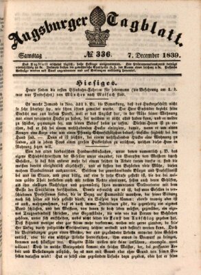 Augsburger Tagblatt Samstag 7. Dezember 1839