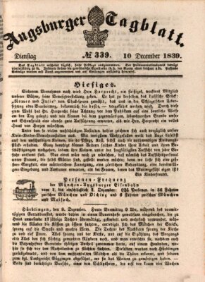 Augsburger Tagblatt Dienstag 10. Dezember 1839