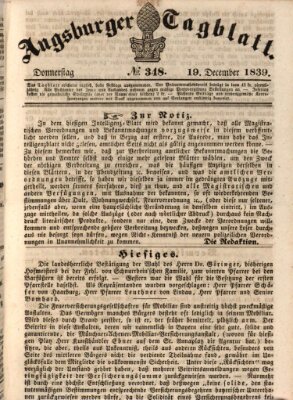 Augsburger Tagblatt Donnerstag 19. Dezember 1839