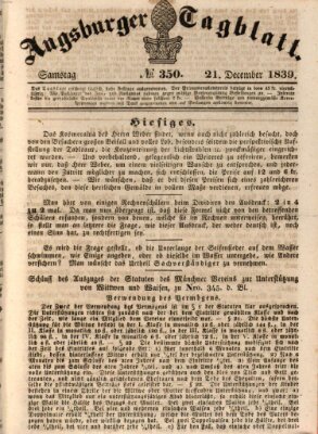 Augsburger Tagblatt Samstag 21. Dezember 1839