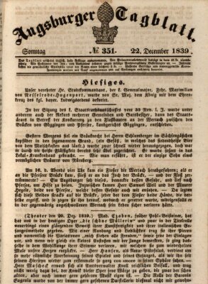 Augsburger Tagblatt Sonntag 22. Dezember 1839