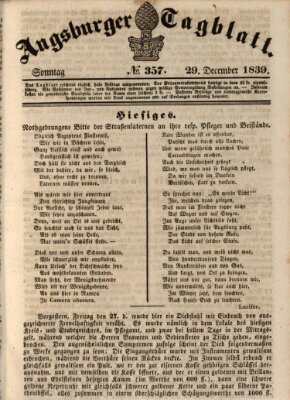 Augsburger Tagblatt Sonntag 29. Dezember 1839