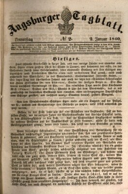 Augsburger Tagblatt Donnerstag 2. Januar 1840