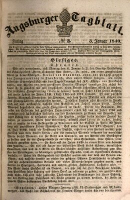 Augsburger Tagblatt Freitag 3. Januar 1840