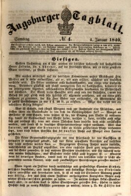 Augsburger Tagblatt Samstag 4. Januar 1840