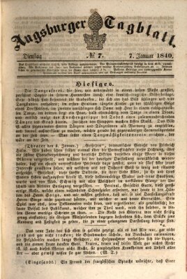 Augsburger Tagblatt Dienstag 7. Januar 1840